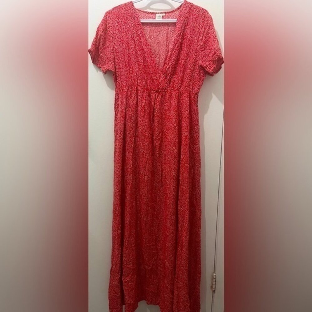 Twik Floral Pattern V-Neck Maxi Dress